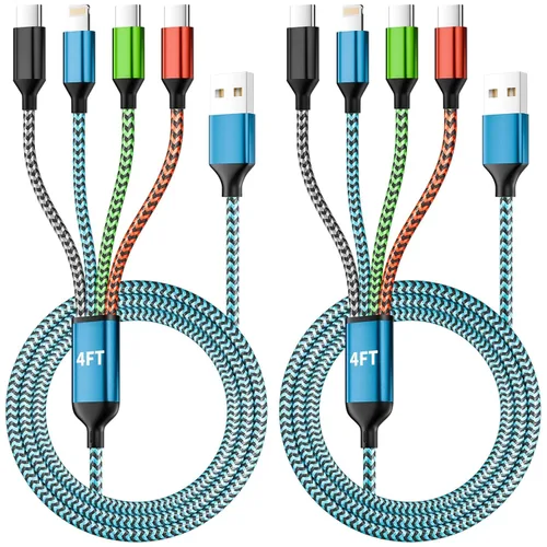 Miniatura 10 de Cable USB C múltiple [2 unidades, 4 pies], cable de carga 3 en 1 para múltiples dispositivos, cables de carga trenzados, cable de carga de teléfono