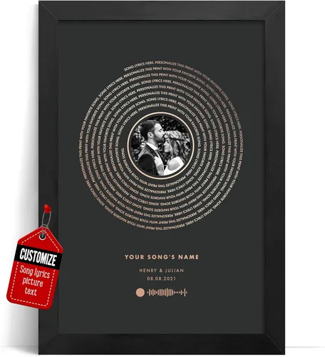 Miniatura 36 de VICILO Póster Enmarcado con Letras de Canción Personalizadas, Regalo para Padres, Acordes de Canción Perfectos, Pareja, 50° Aniversario de Boda