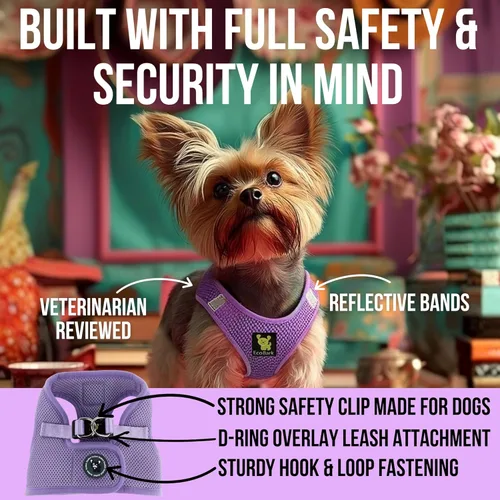 Miniatura 2 de EcoBark Arnés para Perros de Calidad Premium con Paso - Arneses para Perros Teacup - Arnés Perfecto para Cachorros - Chaleco de Malla Suave de Lujo