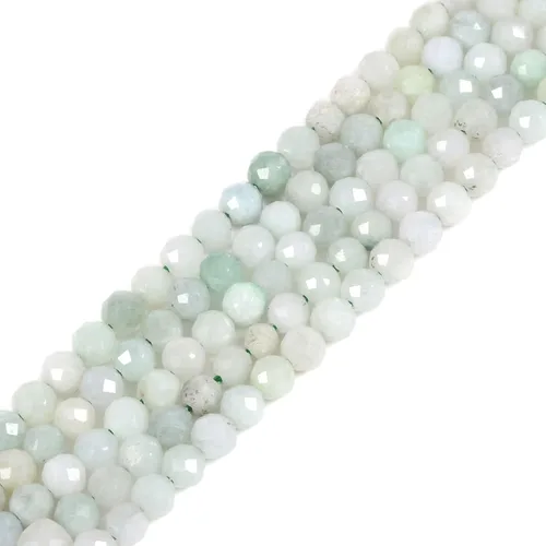 Miniatura 47 de Cuentas redondas facetadas de aguamarina natural de 4mm cuentas sueltas de 16 pulgadas para hacer joyas con cuentas