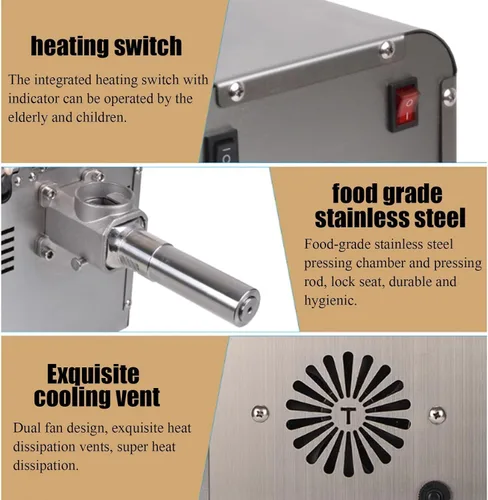 Miniatura 5 de Máquina comercial de la prensa del aceite 1500w, extractor de aceite, acero inoxidable, automático, grado alimenticio caliente frío, 110V