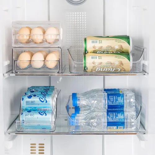 Miniatura 7 de Ettori Organizador de botellas de agua, paquete de 2 cubos organizadores de refrigerador y contenedores de almacenamiento transparentes