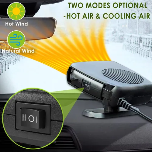 Miniatura 2 de Calentador de coche, 12V 200W Calentador portátil parabrisas desempañador y descongelador con calentamiento rápido y enfriamiento, ventiladores