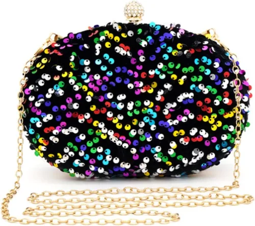 Miniatura 2 de IAMUHI Bolso de mano con lentejuelas pequeñas, bolso de noche con asa superior, mini bolso cruzado de hombro cuadrado