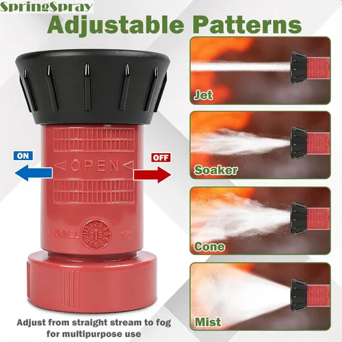 Miniatura 4 de Boquilla de manguera de fuego NST/NH de 1-1/2 pulgadas, boquilla de niebla de flujo constante termoplástico con chorro de pulverización ajustable