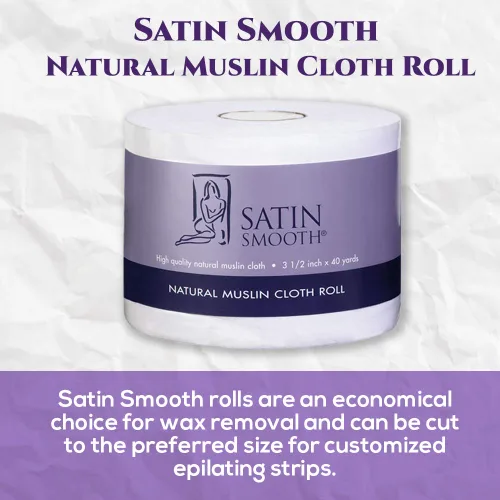 Miniatura 4 de Satin Smooth Tiras de cera de muselina natural, rollo de muselina, rollo de cera de tela para depilación corporal y cara, 3.5 pulgadas x 40 yardas