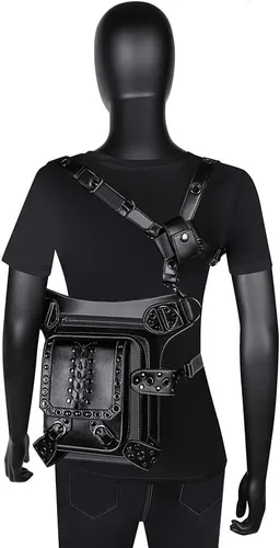 Miniatura 6 de UIYTR - Bolso retro para mujer, estilo gótico, estilo roco, cintura para mujer, color negro