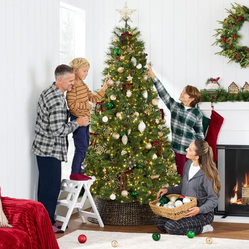 Miniatura 5 de Best Choice Products Árbol de Navidad de Pino Escocés Preiluminado de 6 pies, Decoración Navideña Artificial Premium Predecorada con 946 Puntas