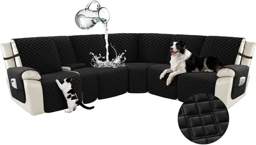 Miniatura 103 de Arfntevss Fundas para sofá seccional reclinable para sofá seccional en forma de L, funda antideslizante lavable para sofá reclinable con forma de L