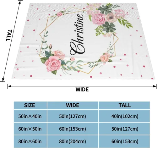 Miniatura 6 de Manta de bebé personalizada con nombre para niñas, mantas con nombre de bebé floral personalizadas para bebés, recién nacidos