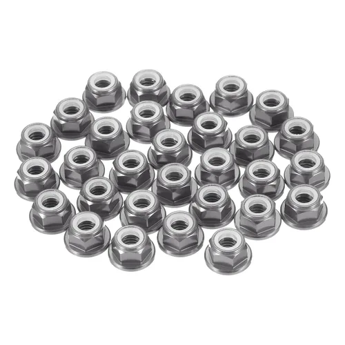 Miniatura 10 de MECCANIXITY 30 piezas de tuercas de bloqueo de aleación de aluminio M5 con paso de 0.8 mm, tuercas hexagonales con brida de nylon con rosca dentada