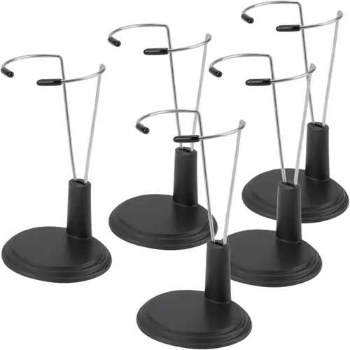 Soporte de exhibición de 5 piezas, soporte de exhibición de figuras de acción, soporte de muñeca portátil para decoración del hogar, tienda y Negro