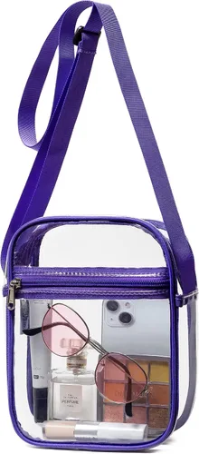 Miniatura 11 de Vorspack Bolso de PVC aprobado para estadios, bolsa cruzada transparente con bolsillo frontal para conciertos, deportes, festivales