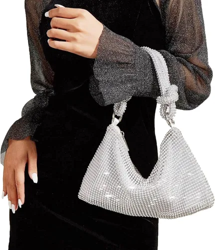 Miniatura 2 de Bolso de mano con diamantes de imitación para mujer, bolso de mano formal, brillante, fiesta, boda, cóctel, baile de graduación