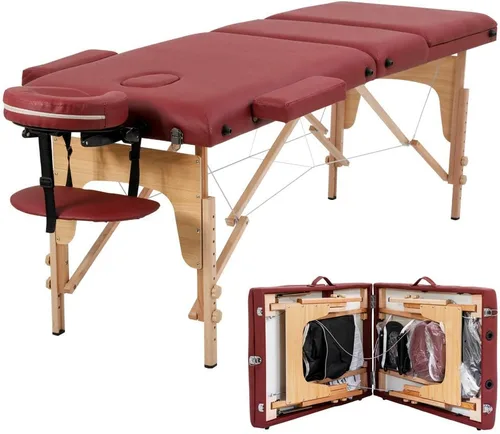 Miniatura 15 de Mesa de masaje portátil, cama de masaje para spa de altura ajustable, 77 pulgadas de largo x 28 pulgadas de ancho, plegable en 2, hecha