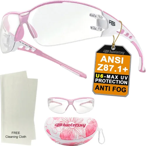 Miniatura 12 de HTS HUNTERSKY Gafas de seguridad de tiro envolventes U6 transparentes, antiniebla y antiarañazos, ligeras y súper flexibles con ANSI Z87.1