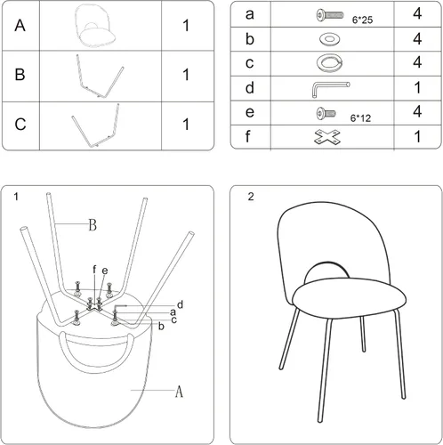 Miniatura 6 de CangLong Juego de 2 sillas de comedor de terciopelo con patas de metal para sala de estar, cocina, color blanco