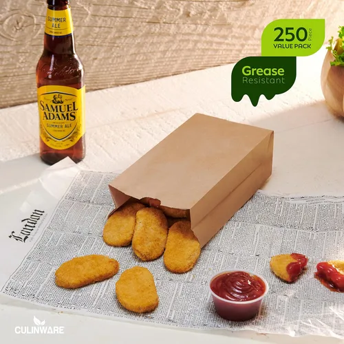 Miniatura 2 de CulinWare Bolsas de papel marrón forradas con cera de 1 libra, resistentes a la grasa, ecológicas, desechables, parte superior plegable, 250