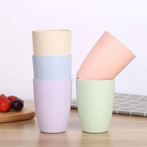 Miniatura 3 de Vaso reutilizable de paja de trigo (12 onzas), juego de vasos irrompibles para el hogar y al aire libre, vaso apto para lavavajillas, sin BPA