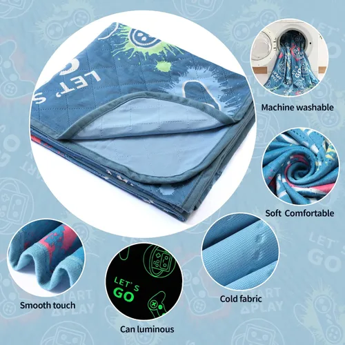 Miniatura 7 de Mantas refrescantes para personas que duermen con calor, manta que brilla en la oscuridad, regalo de controlador de juego para niños, Q-Max> 0.4