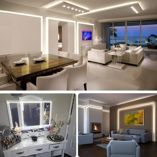 Miniatura 6 de WOBANE - Tira de luces LED blancas, kit de tira de luz LED regulable, 16.4 pies de luces en cinta flexible para dormitorio, cocina, debajo