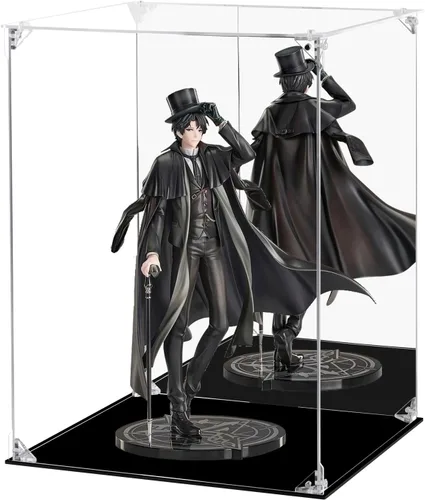 Miniatura 16 de Vitrina de acrílico transparente para figuras de acción con parte trasera espejada, caja de almacenamiento a prueba de polvo, estuche de vidrio