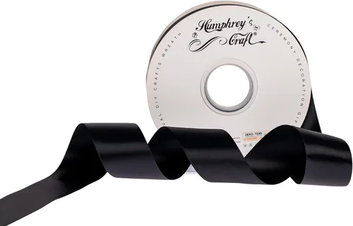 Miniatura 10 de Humphrey's Craft Cinta de satén negra de doble cara de 1 pulgada, 50 yardas, variedad de colores para manualidades, envoltura de regalos, lazos