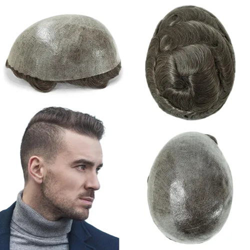 Miniatura 2 de HAIR NATURE Sistemas de reemplazo de cabello humano Toupee para hombre, 0.005 in, inyectado de piel de polietileno, pelucas reales para hombres, #7