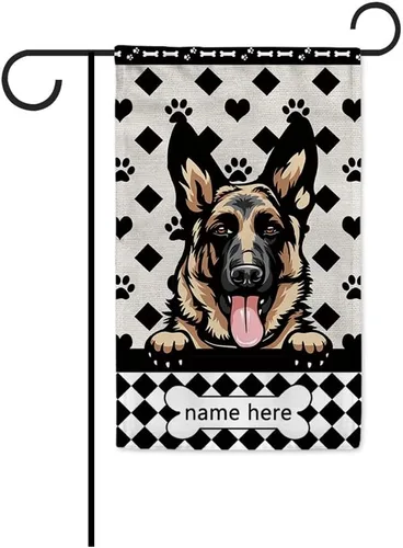 Miniatura 40 de Bandera personalizada de jardín para perro, lindo perro salchicha salchicha, lunares, búfalo, bandera a cuadros para decoración del hogar al aire