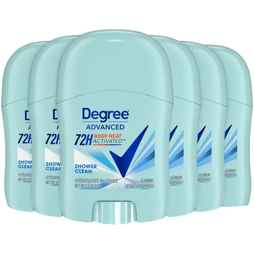 Degree Desodorante antitranspirante avanzado, Shower Clean, paquete de 6 – Desodorante de viaje para mujeres, protección 72H, 0.5 oz Ea