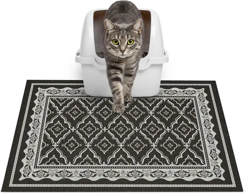 Miniatura 32 de Glittme Alfombrilla de Arena para Gatos con Base Antideslizante, Alfombrilla de Caja de Arena Impermeable que Atrapa la Arena, Fácil de Limpiar