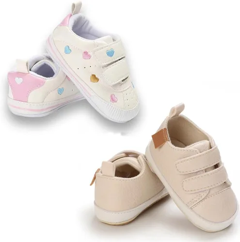 Miniatura 5 de eitwo 2 pares de zapatos de bebé, para niños y niñas, suela de goma antideslizante, unisex, suaves y ligeros, zapatos de cuna para primeros pasos