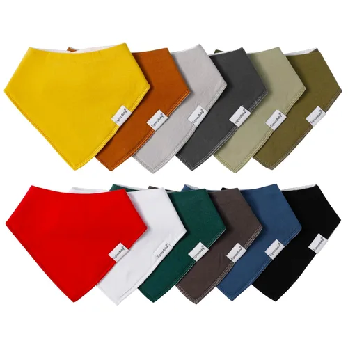 Miniatura 9 de Baberos tipo bandana para bebés para niños y niñas, súper suaves, unisex, paquete de 12 baberos de algodón orgánico absorbentes para dentición