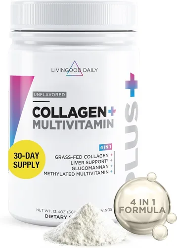 Miniatura 10 de Livingood Daily - Polvo de colágeno para mujeres y hombres, péptidos de colágeno hidrolizado alimentado con pasto, proteína y multivitaminas
