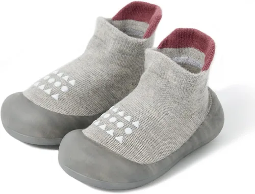 Bearbay Zapatos de calcetín antideslizantes con suela de goma para bebé, zapatos deportivos unisex para recién nacidos, niños y niñas