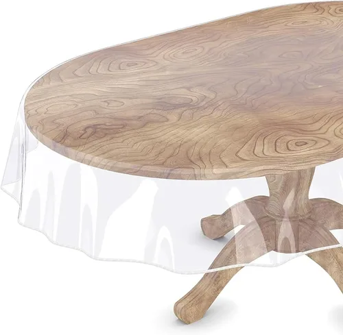 Cyberlight Protector de mesa ovalado transparente de 60 x 90 pulgadas, mantel de vinilo impermeable de plástico transparente para sillas de 4 a 6
