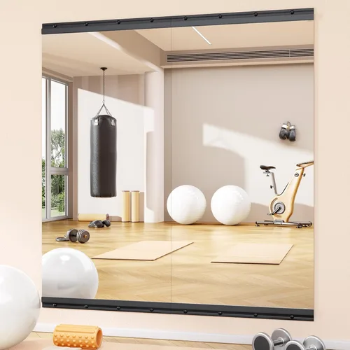 Miniatura 13 de Hasipu 3 piezas de espejos para gimnasio en casa de 48''x24'', espejos grandes de cuerpo entero montados en la pared para yoga, baile, fitness