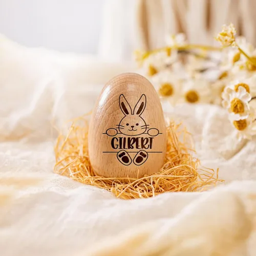 Miniatura 4 de Huevos de Pascua de madera personalizados con nombre para niños, rellenos de cesta grabados personalizados, regalos de Pascua cristianos para niños