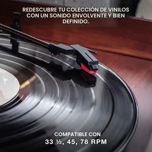 Miniatura 4 de Victrola The Quincy - Reproductor de discos Bluetooth 6 en 1 y centro multimedia con altavoces integrados, tocadiscos de 3 velocidades, reproductor