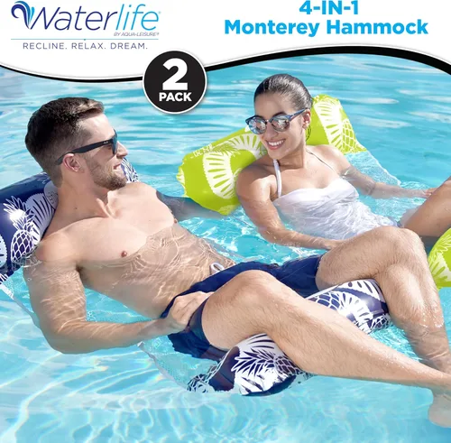 Miniatura 2 de Waterlife - Paquetes de 2-3-4 hamacas de piscina 4 en 1, flotador de silla de piscina inflable, hamaca de agua