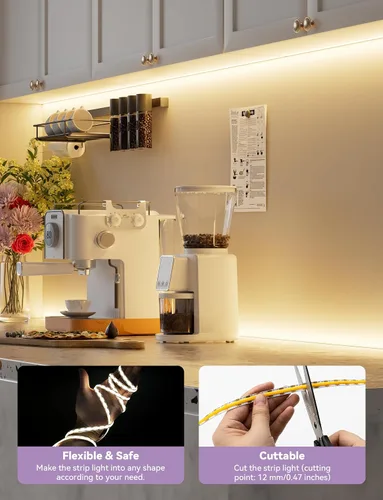 Miniatura 6 de MIWISE Tira de luces LED USB 5V, tira de luz LED COB súper brillante de 2700K blanco cálido con interruptor regulador táctil, cinta de luz regulable