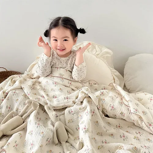 Miniatura 3 de Manta de muselina de algodón para bebé (47 x 51 pulgadas) + funda de almohada para niños pequeños (14 x 20 pulgadas), juego de ropa de cama