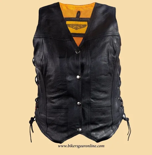 Miniatura 2 de Dream - Chaleco de cuero para mujer, 7 bolsillos, bolsillos laterales, bolsillo para pistola en el interior, regular, Regular