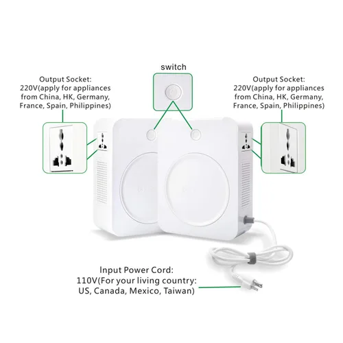 Miniatura 5 de uyoyous Convertidor de voltaje elevador de 500 W, convertidor de 110 V a 220 V, transformador de convertidor de energía resistente con cable