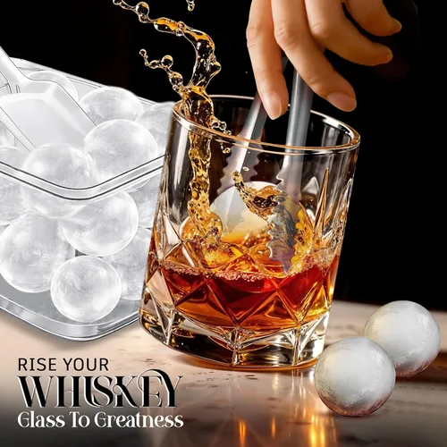 Miniatura 8 de Paquete de 3 bandejas para cubitos de hielo para congelador, máquina de hielo redonda grande para whisky, molde de hielo de 8 bolas con cubo