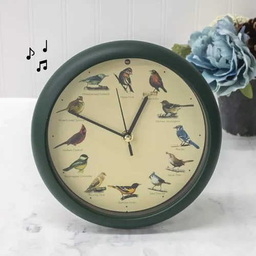 Miniatura 7 de Mark Feldstein, The Original Singing Bird Clock, 8 pulgadas, verde