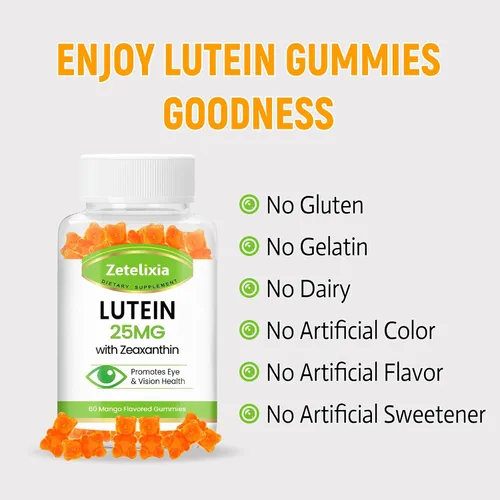 Miniatura 7 de Gomitas de luteína de 25 mg – Vitaminas para los ojos Luteína y Zeaxantina Suplementos para la salud ocular para adultos, suplemento de gomitas