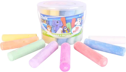 Miniatura 7 de Sunny Days Entertainment Juego de tizas para acera para niños con almacenamiento, lavable, de colores gigantes para jugar al aire libre y arte