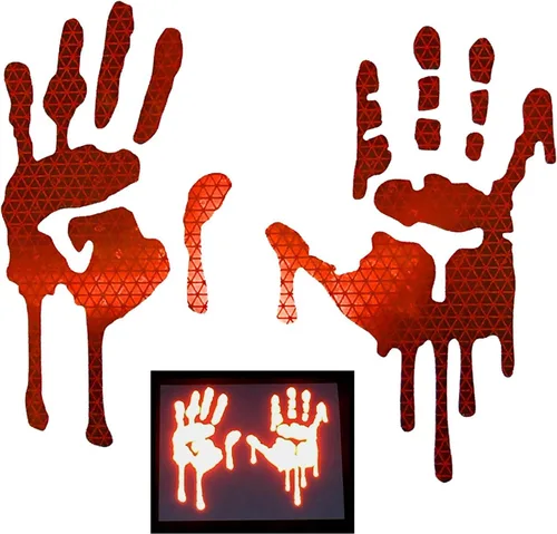 CustomTAYLOR33 - Calcomanías reflectantes de alta intensidad con manos sangrientas/goteando sangre para cascos, parabrisas, ventanas traseras, Rojo