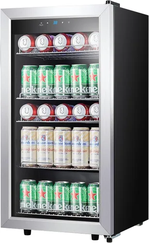 Kalamera Mini Refrigerador de Bebidas Independiente - Capacidad para 120 Latas Enfriador de Bebidas - para Refrescos, Agua, Cerveza o Vino - para